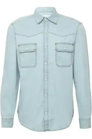 QS by s.Oliver Langarmhemd Regular-Fit Jeanshemd - Regular Fit blau XL