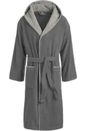 Egeria Unisex-Bademantel Cairo, Baumwolle, Kapuze, mit Kapuze und farbigen Akzenten grau L | 125 cm