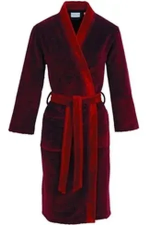 Carl Ross Damenbademantel 571110, Midilänge, Velours, Kimono-Kragen, Gürtel, Melange-Optik rot 44/46