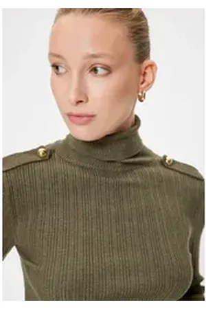 Koton Rollkragenpullover Rollkragen Mit Knöpfen grün XL
