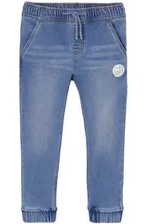 Vertbaudet 7/8-Caprijeans Jungen Sweathose, Jeans-Optik blau 140