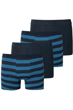 Schiesser Retro Boxer 4er Pack Teens Boys 95/5 Organic Cotton (Spar-Set, 4-St) Retro Short / Pant - Baumwolle - ohne Eingriff - Überzogener Gummibund blau 176
