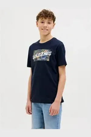 JACK & JONES T-Shirt JJHAWAII SHAPE TEE SS CREW NECK JNR blau 140