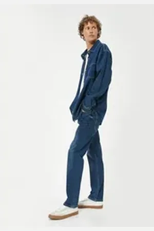 Koton Straight-Jeans Normale Leibhöhe Straight blau 32/32