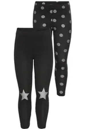 Kidsworld Leggings 2er Pack Leggings, mit Sternen-Print (Packung, 2-tlg) mit Glitzerdruck schwarz 104/110