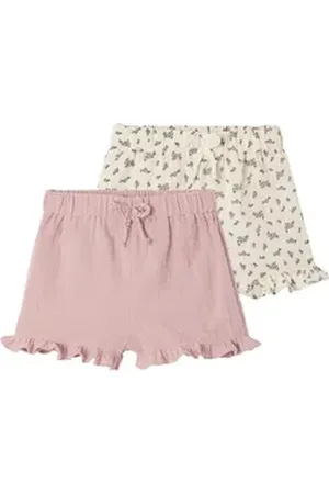 Vertbaudet Bermudas 2er-Pack Baby Shorts für Neugeborene, Musselin 2er-Pack rosa 80