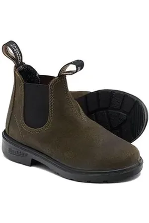 Blundstone #2496 Dark Olive Waxed Suede (Kids) Stiefel braun 34 (UK: 2, EU: 34)