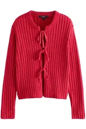 Next Strickjacke Strickjacke mit Fliege (1-tlg) rot L