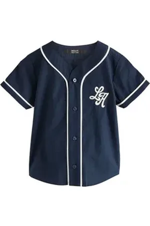 Next Kurzarmhemd Varsity Kurzarmhemd mit Baseball-Ausschnitt (1-tlg) blau 104-110 (4-5 J,)