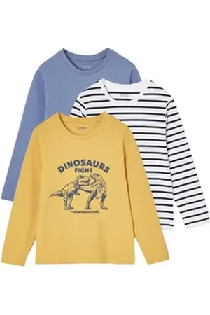 Vertbaudet Langarmshirt 3er-Pack Jungen Langarmshirts BASIC 3er-Pack gelb 116