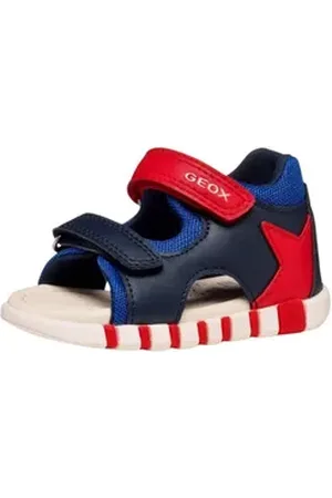 Geox Sandalen Lederimitat/Textil Riemchensandalette blau|rot 24 EU
