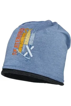 maximo Jerseymütze MINI BOY-Beanie middle Rollrand, Bügelmotiv, UV 50 Baumwolljersey blau 55