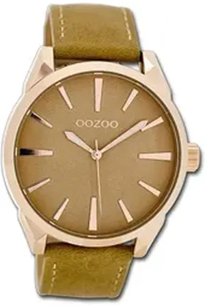 Oozoo Quarzuhr Damen Armbanduhr Timepieces, (Analoguhr), Damenuhr Lederarmband gelb, rundes Gehäuse, groß (ca. 42mm) gelb