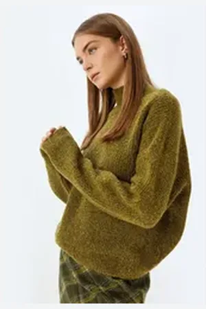 Koton Rollkragenpullover Rollkragen Oversize grün XS