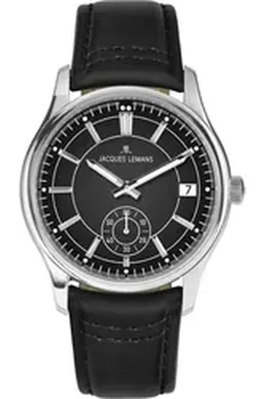 Jacques Lemans Quarzuhr Derby 1-2197A, Armbanduhr, Herrenuhr, Lederarmband, analog, Tag, kleine Sekunde schwarz