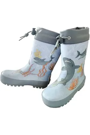 maximo Gummistiefel "Haie", Stulpe Jerseyfutter, Fotoprint, Reflekt 3M Gummistiefel blau 30 EU
