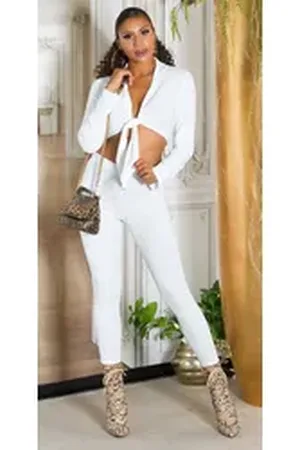 Koucla Highwaist Leggings Damenhose Basic, Stiefelhose einfarbig vielseitig kombinierbar weiß XS (32/34)