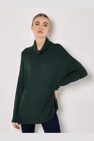 Apricot Rollkragenshirt Oversized Top, mit weitem Rollkagen grün L (40)