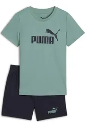PUMA Trainingsanzug ESS NO.1 LOGO TEE AND SHORTS SET PS (2-tlg) grün 122