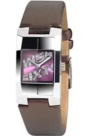 Miss Sixty Quarzuhr SDA002, Lederband, Zirkonia, Violett, Braun, Dornschließe