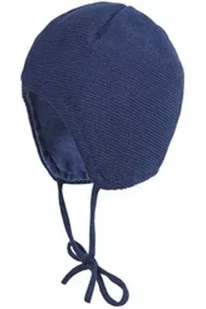 maximo Strickmütze GOTS BABY-Mütze ausgenäht LL-Struktur, Bindeband, Jerseyfutter blau 33