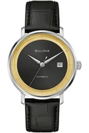 BULOVA Automatikuhr 96B406, Armbanduhr, Herrenuhr, Damenuhr, Lederarmband, Saphirglas schwarz