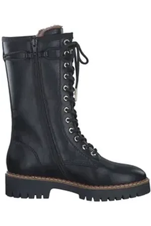 QS by s.Oliver Stiefel Lederimitat Schnürstiefel schwarz 39 EU