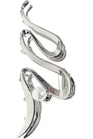 Karma Haarklammer Silber 11 cm Haarschmuck Haaraccessoire geschwungen Haar Klammer, starker Halrt für dickes und dünnes Haar, modern, silberfarben modern mit Kunstperle Starker Halt Haarspange silberfarben