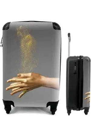 MuchoWow Handgepäckkoffer Frau mit goldgefärbten Händen und einer Glitzerwolke, 4 Rollen, Reisetasche mit rollen, Handgepäck für Ferien, Trolley, Reisekoffer bunt