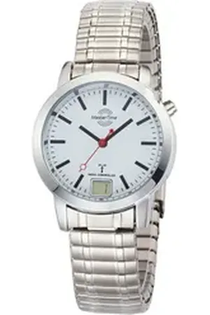 Master Time Funkuhr Basic MTLA-10591-11M, Quarzuhr, Armbanduhr, Damen, analog, digital, Flexband, Zugband silberfarben