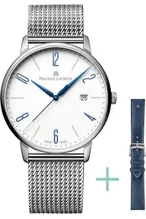 Maurice Lacroix Quarzuhr Eliros Date, EL1118-SS00E-120-C, (Set, 2-tlg., mit Wechselband aus Metall), Armbanduhr, Herrenuhr, Swiss Made silberfarben