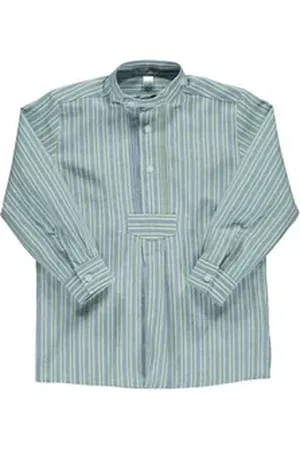 OS-TRACHTEN Trachtenhemd Stere Jungen Langarmhemd mit Riegel unter der Knopfleiste, Schlupfform blau 122/128