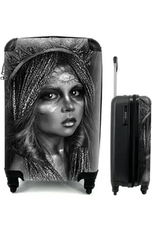 MuchoWow Handgepäckkoffer Frau - Krone - Auge, 4 Rollen, Reisetasche mit rollen, Handgepäck für Ferien, Trolley, Reisekoffer bunt