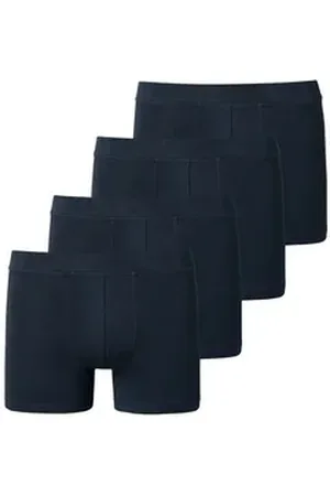 Schiesser Retro Boxer 4er Pack Teens Boys 95/5 Organic Cotton (Spar-Set, 4-St) Retro Short / Pant - Baumwolle - ohne Eingriff - Überzogener Gummibund blau 140
