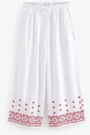 Next Culotte Bestickte Culotte aus Leinengemisch (1-tlg) weiß 44,5