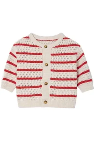 Vertbaudet Strickjacke Baby Strickjacke mit Ajourmuster rot 74
