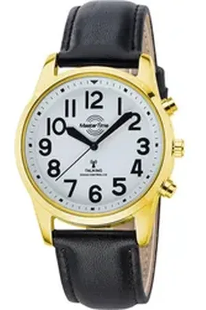 Master Time Funkuhr MTGA-10940-12L, Quarzuhr, Armbanduhr, Herrenuhr, Lederarmband, analog schwarz