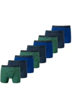 Schiesser Retro Boxer 9er Pack Kids Boys 95/5 Organic Cotton (Spar-Set, 9-St) Retro Short / Pant - Baumwolle - ohne Eingriff blau|grün 92