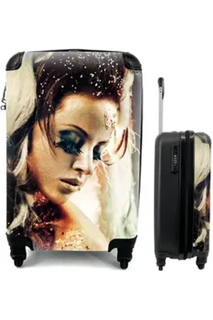 MuchoWow Handgepäckkoffer Frau - Gold - Make-up, 4 Rollen, Reisetasche mit rollen, Handgepäck für Ferien, Trolley, Reisekoffer bunt