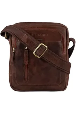 STILORD Schultertasche "Jamie" Herren Ledertasche Umhängetasche klein braun