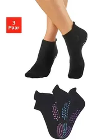 Lavana ABS-Socken (Packung, 3-Paar) mit farbigen Noppen schwarz 39-42