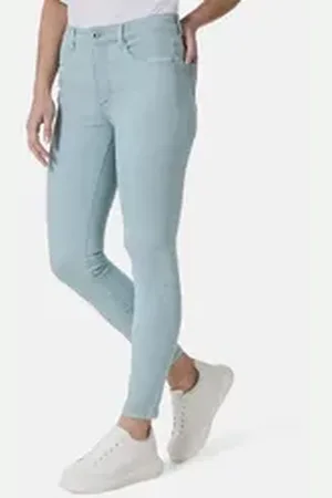Stooker Women 5-Pocket-Jeans Rio Fexxi Move Strass Skinny Fit Skinny Fit Casual Clean Wash Denim Jeans Magic Shape Effekt für Damen blau 40