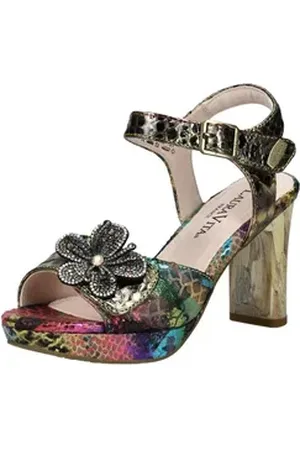 LAURA VITA Sandalen Leder/Textil High-Heel-Sandalette braun 41 EU