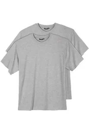 Adamo Rundhalsshirt 2er Pack T-Shirt hellgrau melange Übergröße grau 3XL