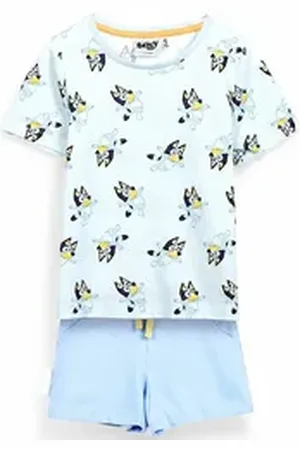 Bluey T-Shirt French Terry (2-tlg) Kinder Sommeroutfit Gr. 92 - 116 cm blau 110 cm