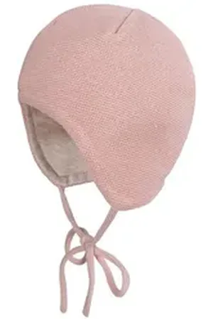 maximo Strickmütze GOTS BABY-Mütze ausgenäht LL-Struktur, Bindeband, Jerseyfutter rosa 37