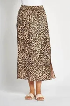 Zhrill Midirock ANUSHA mit Leopard-Print - Animal-Print beige S