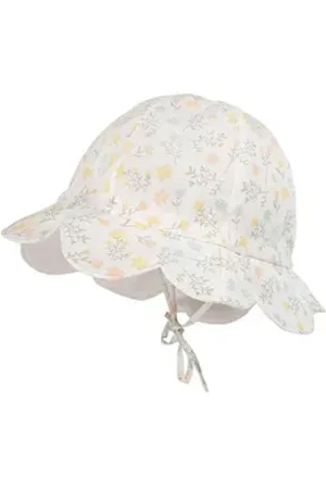 maximo Fischerhut MINI GIRL-Flapper, Bogenkrempe "Streublümchen", Bindeband, UV 50 gelb|weiß 53