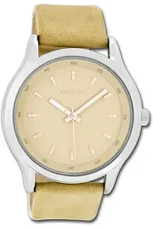 Oozoo Quarzuhr Damen Armbanduhr Timepieces, (Analoguhr), Damenuhr Lederarmband gelb, rundes Gehäuse, groß (ca. 45mm) gelb