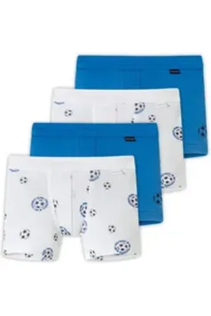 Schiesser Retro Boxer 4er Pack Kids Boys Feinripp Organic Cotton (Spar-Set, 4-St) Retro Short / Pant - Baumwolle - ohne Eingriff blau 92